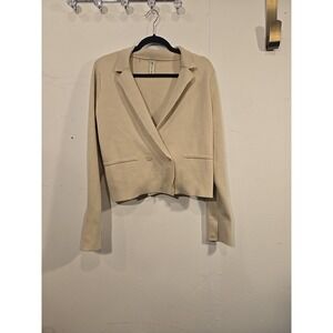 Gisele Tune Cream Colored Cropped Cardigan Size Small Medium